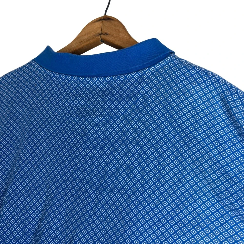 Polo Ralph Lauren Mens 2XLT Blue Geometric Diamond Print Short Sleeve Polo Shirt